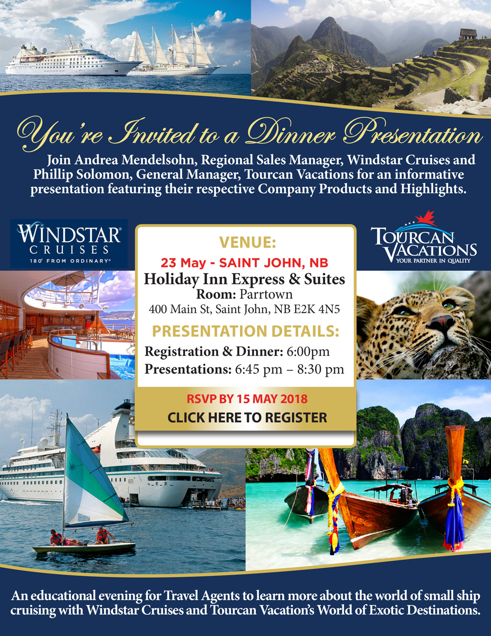 tourcan-2018-presentations-dinner-invite-tourcan-vacations-and-windstar-cruises-saint-john